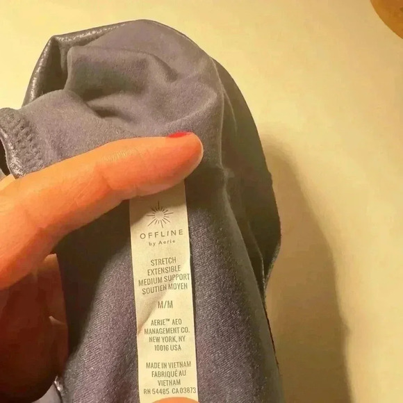 New Offline by Aerie Hugger Faux Leather Sports Bra Crackle Steel Blue - Picture 6 of 6